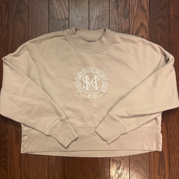 Abercrombie & Fitch Sweaters - Abercrombie & Fitch Soft AF Tan Embroidered Hampton’s Crew Neck Size XS